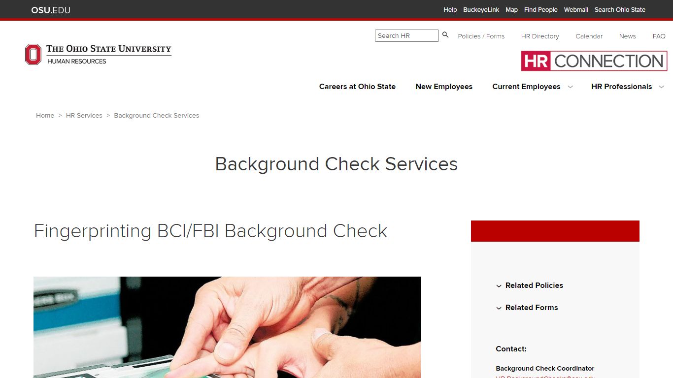 Fingerprinting BCI/FBI Background Check - Ohio State University