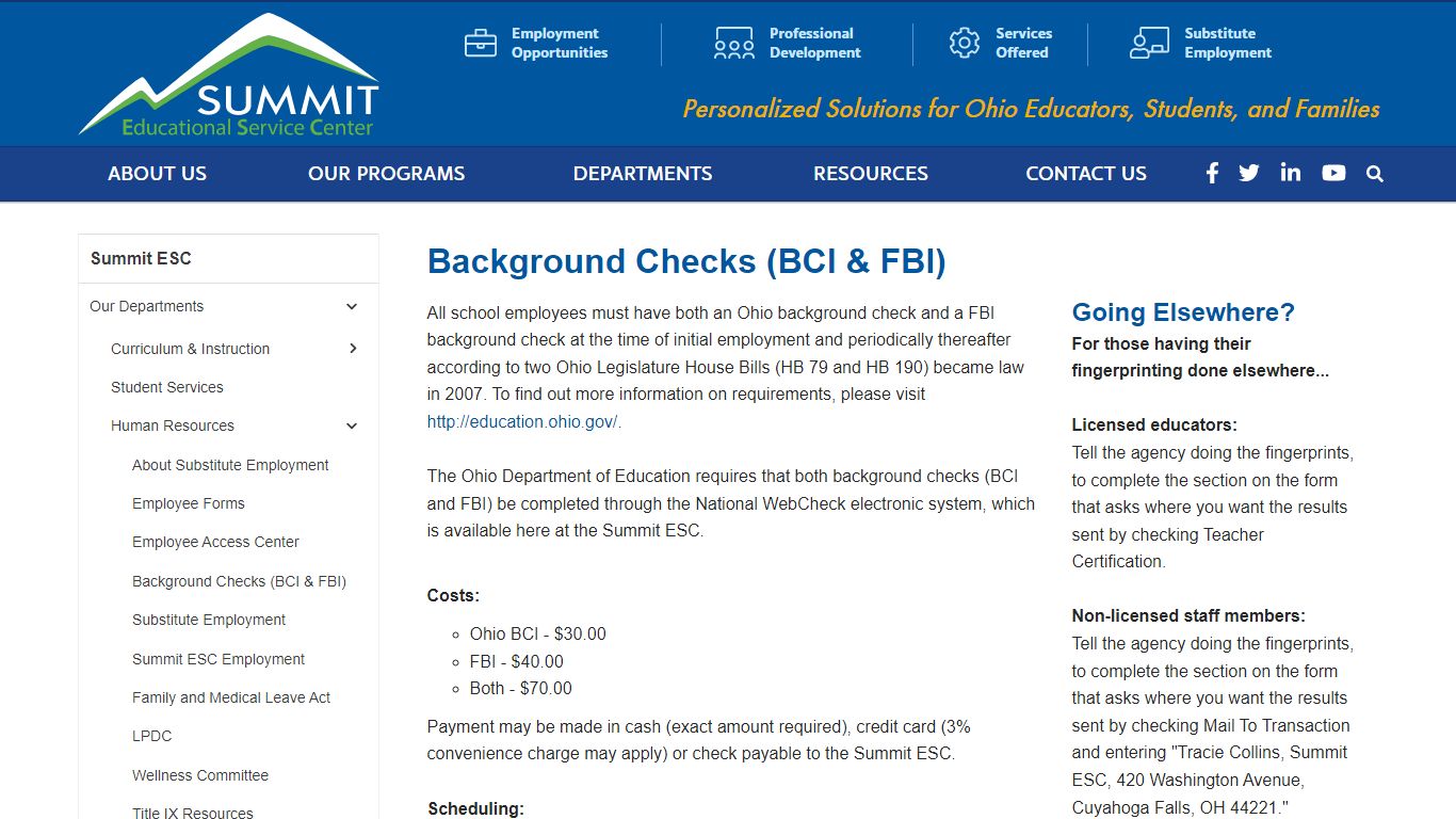 Background Checks (BCI & FBI) - Summit ESC